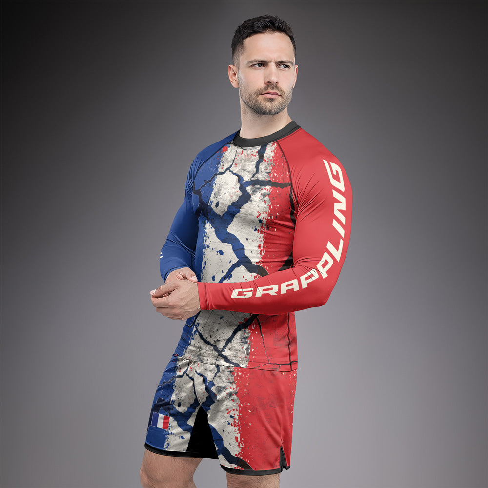 Rashninja Patriot France Flag Men's Long Sleeve Rash Guard