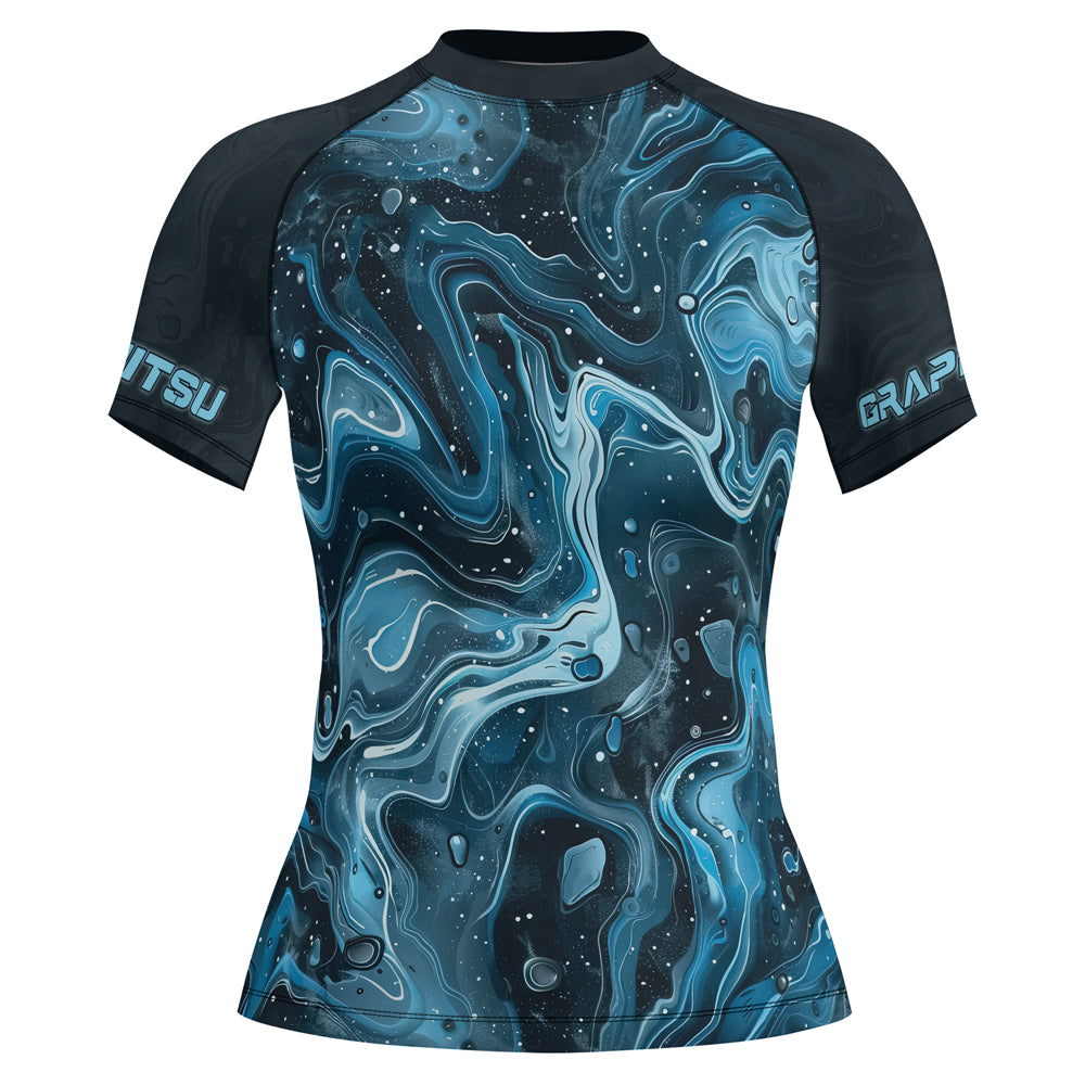 Turquoise Rash Guard Rashninja Cyber Storm Turquoise Women's Short Sleeve Rash Guard