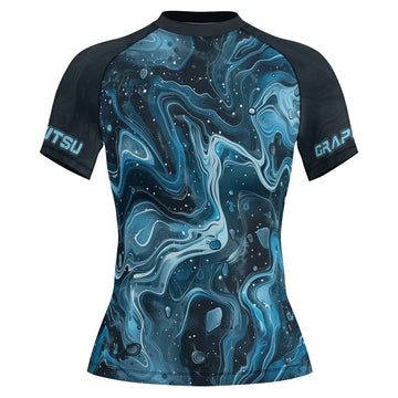 Rashninja Cyber Storm Turquoise Women's Short Sleeve Rash Guard