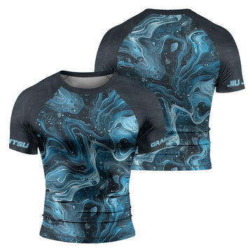 Rashninja Cyber Storm Turquoise Men's Short Sleeve Rash Guard