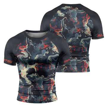 Rashninja Cyber Storm Fire Men's Short Sleeve Rash Guard