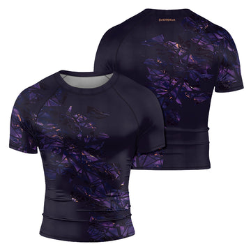 Rashninja Cyber Storm Marble Purple Men's Short Sleeve Rash Guard
