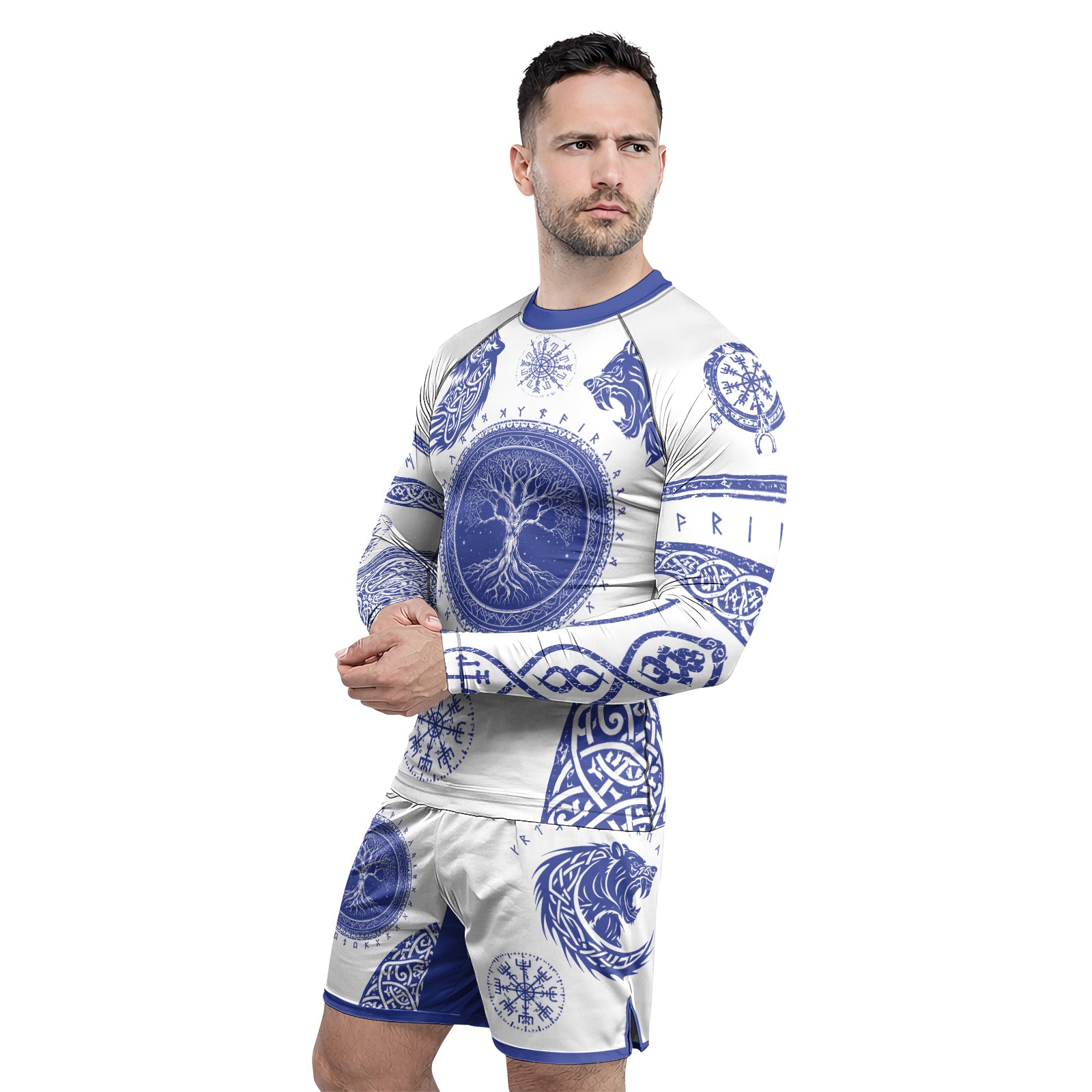 Rashninja Yggdrasil Bear Viking Men's Long Sleeve Rash Guard