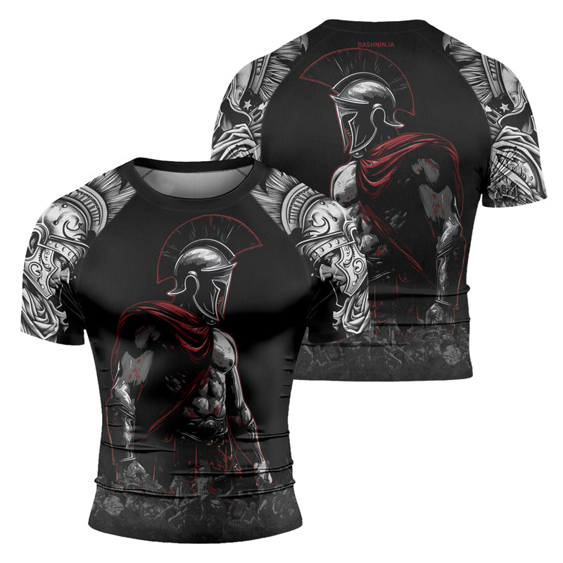 Rashninja Spartan Warrior Crest Men's Short Sleeve Rash Guard