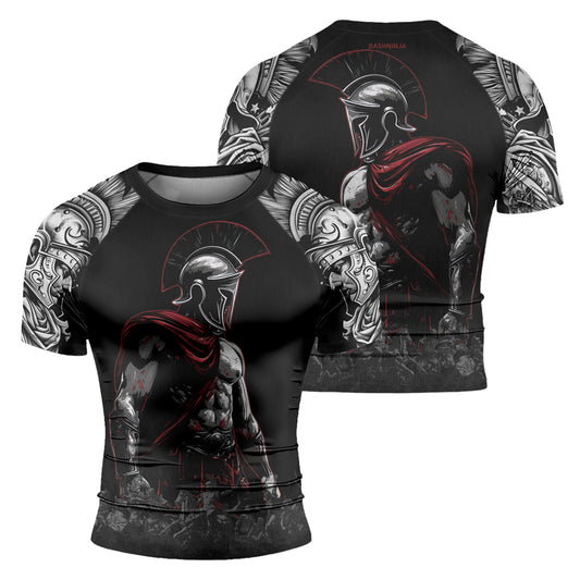 Rashninja Spartan Warrior Crest Men's Short Sleeve Rash Guard
