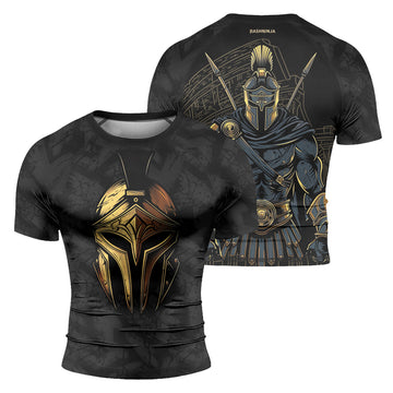 Rashninja Spartan Golden Helm Men's Long Sleeve Rash Guard
