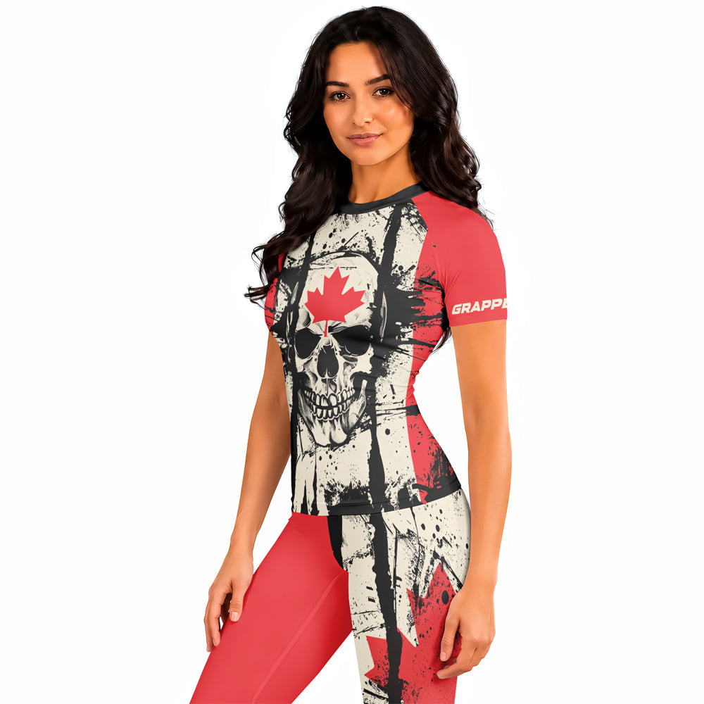 Rashninja Patriot Canada Flag Women's Short Sleeve Rash Guard