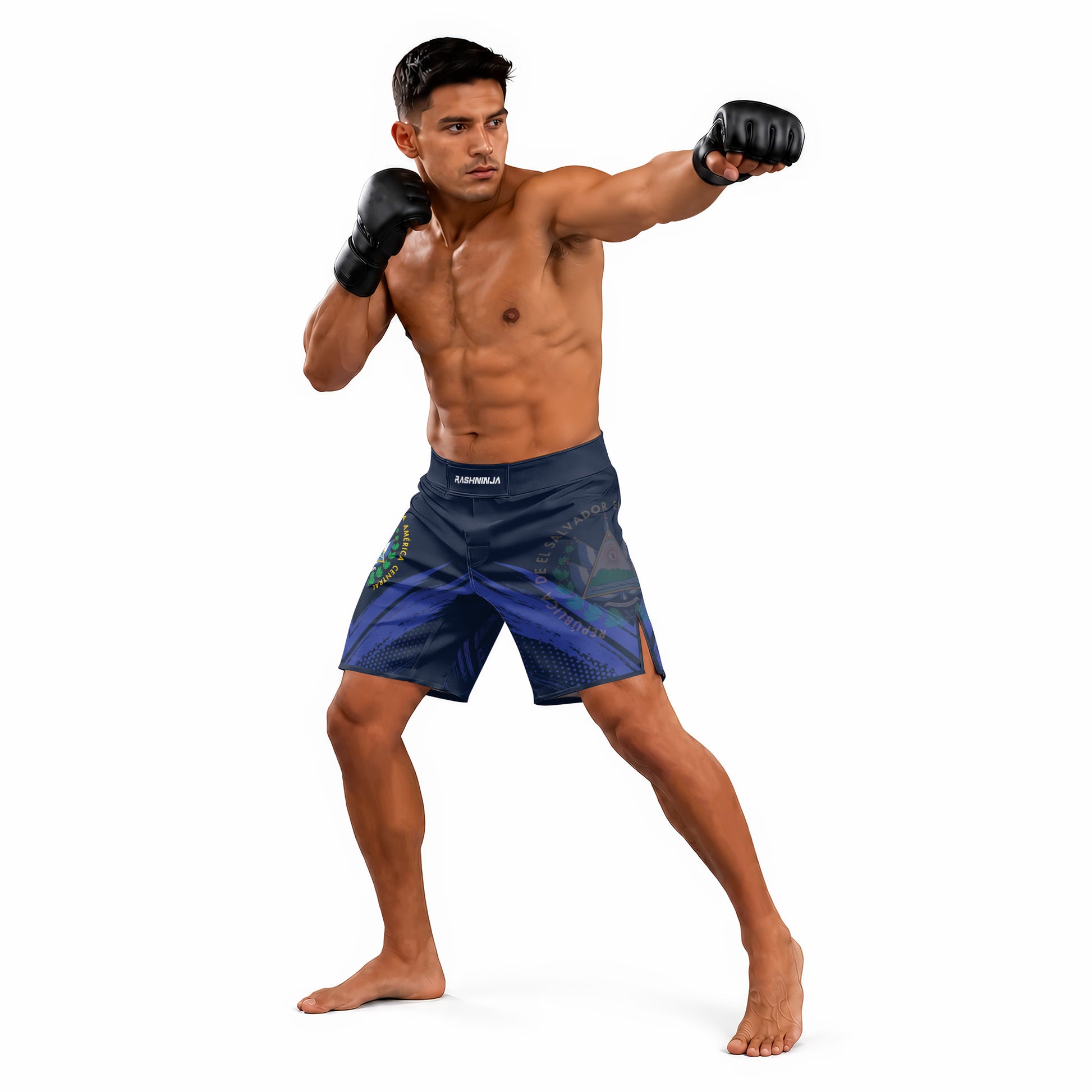 Rashninja Patriot El Salvador Flag Men's Fight Shorts