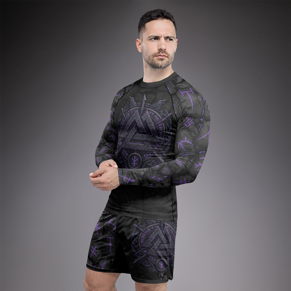 Rashninja Viking Raven Vegvisir Men's Fight Shorts