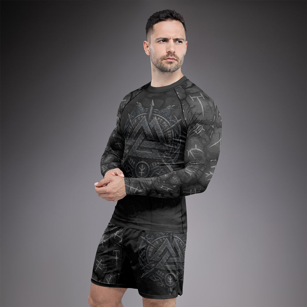 Rashninja Viking Raven Vegvisir Men's Long Sleeve Rash Guard