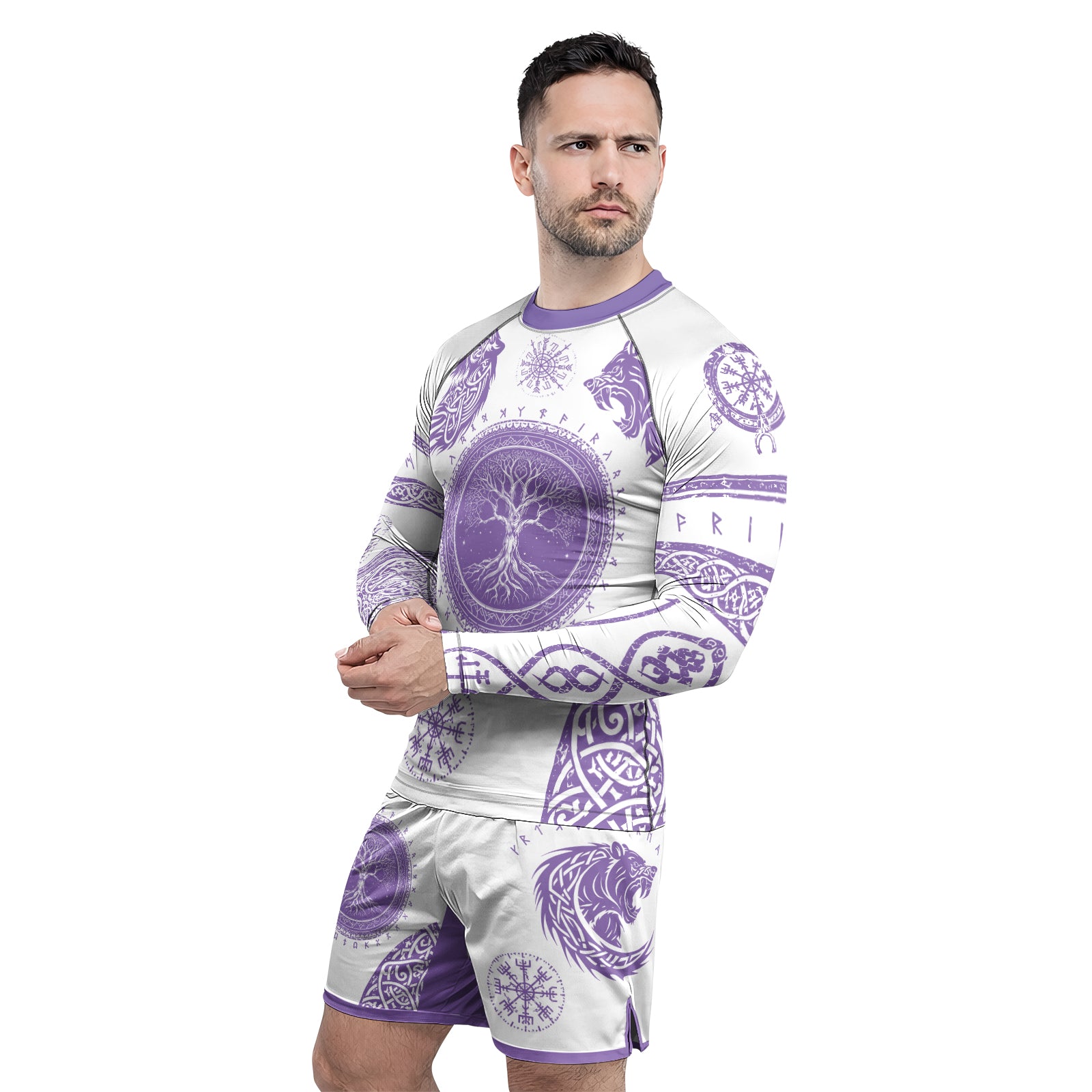 Rashninja Yggdrasil Bear Viking Men's Long Sleeve Rash Guard