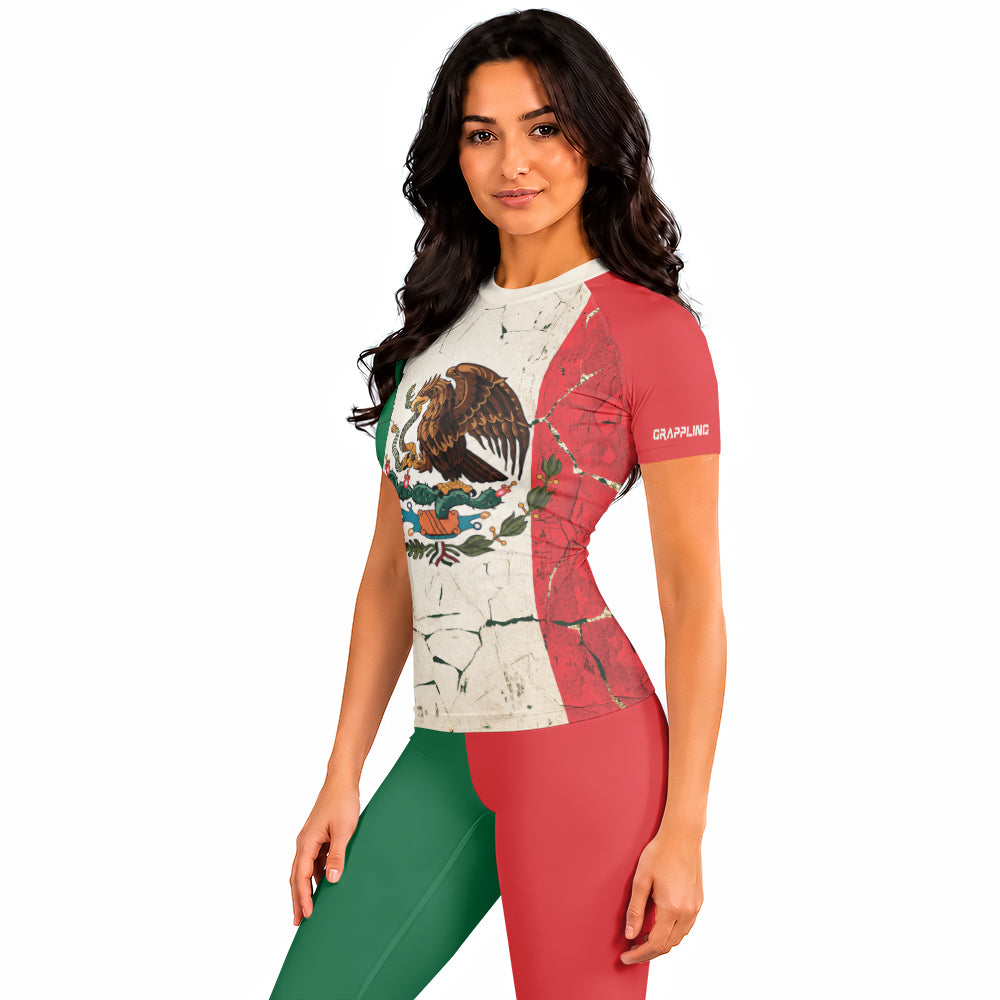 Rashninja Patriot Mexico Flag Women's Short Sleeve Rash Guard