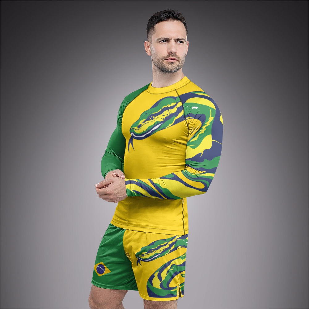 Rashninja Patriot Brazil Flag Men's Long Sleeve Rash Guard