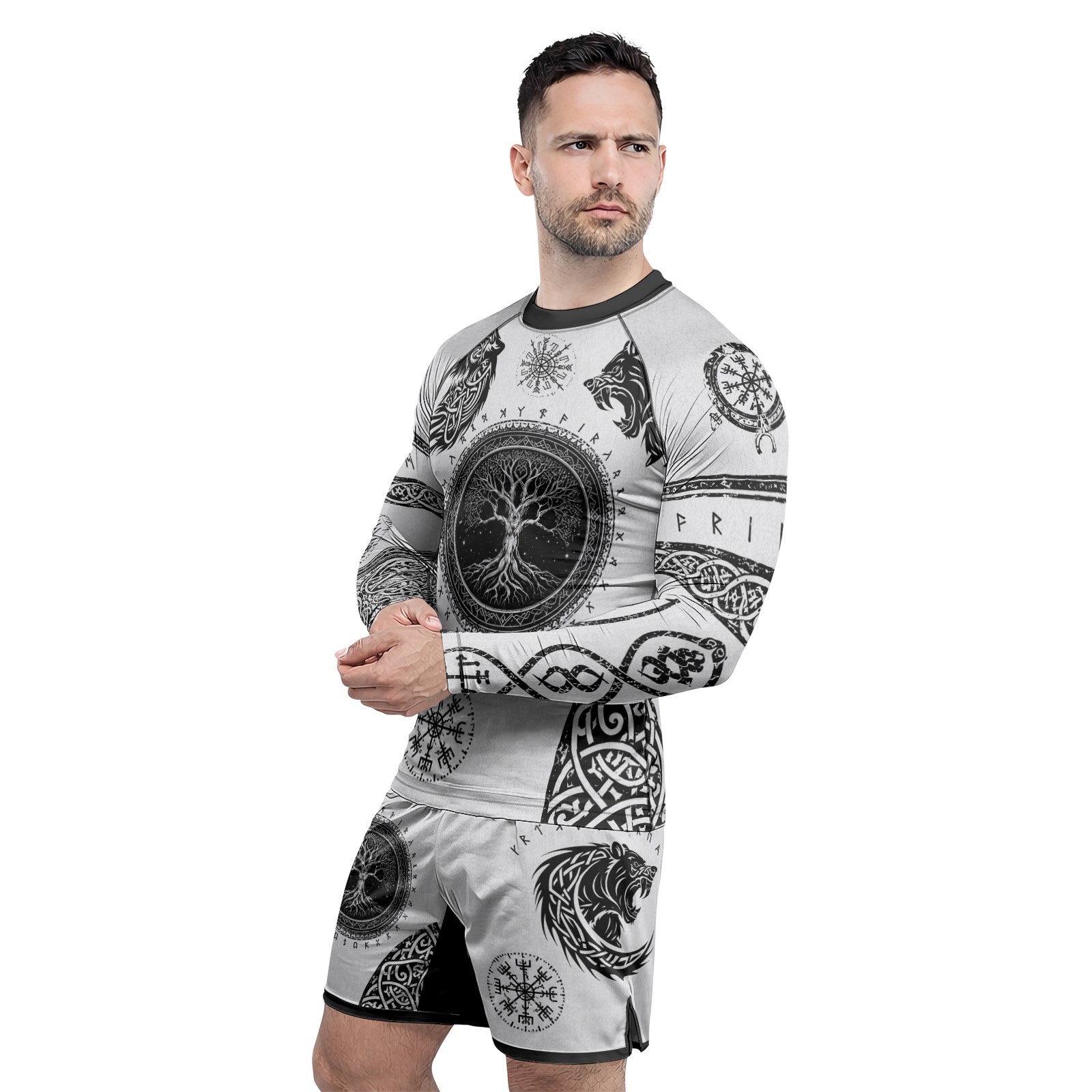 Rashninja Yggdrasil Bear Viking Men's Long Sleeve Rash Guard
