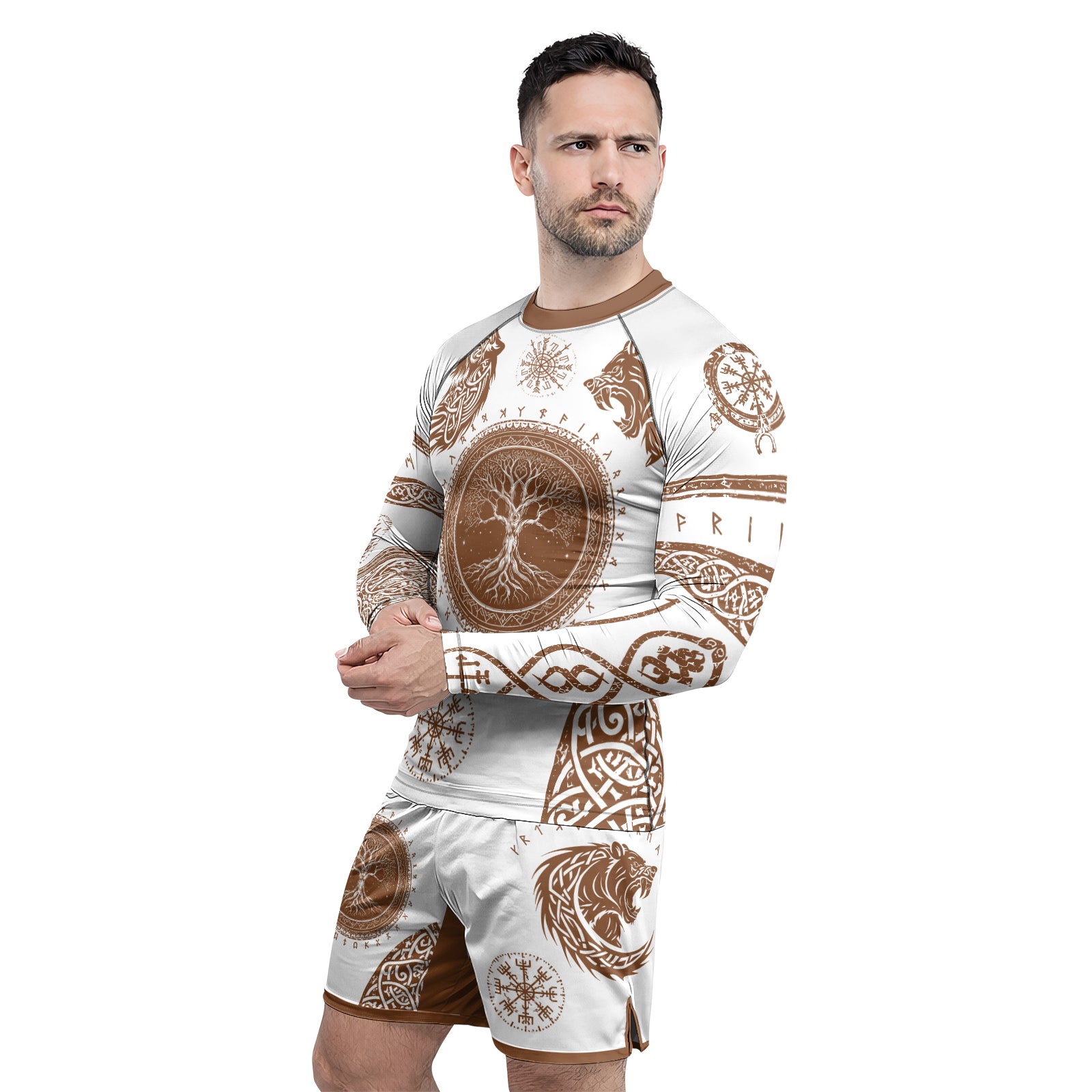 Rashninja Yggdrasil Bear Viking Men's Long Sleeve Rash Guard