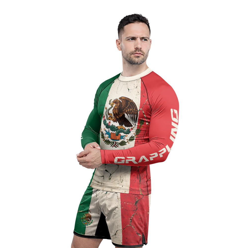 Rashninja Patriot Mexico Flag Men's Long Sleeve Rash Guard