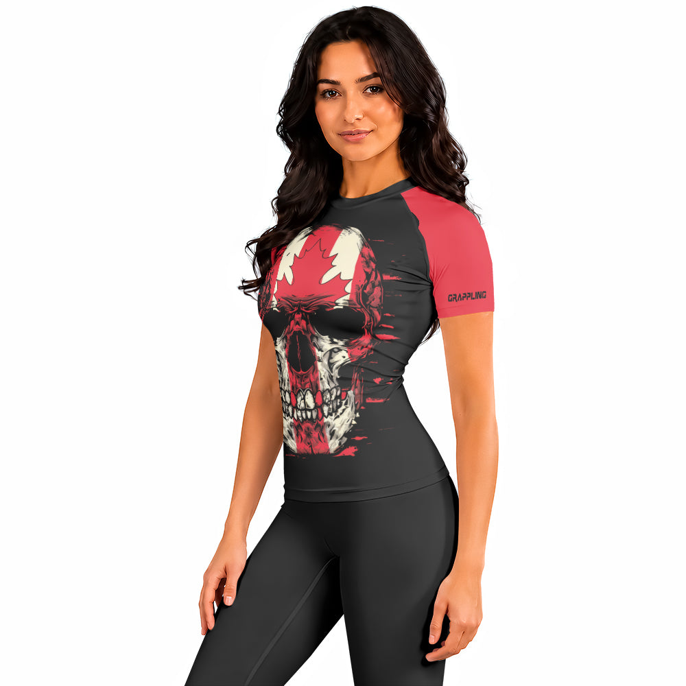 Rashninja Patriot Canada Flag Women's Short Sleeve Rash Guard