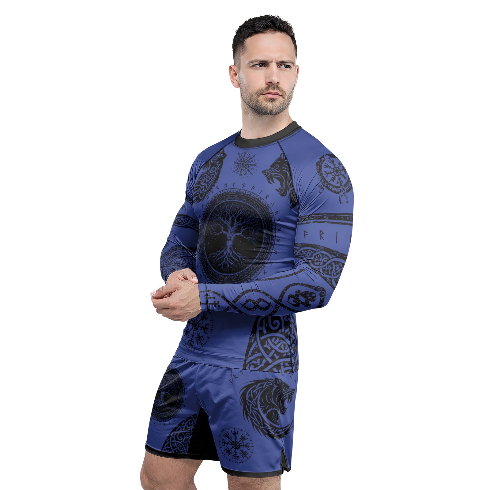 Rashninja Yggdrasil Bear Viking Men's Long Sleeve Rash Guard