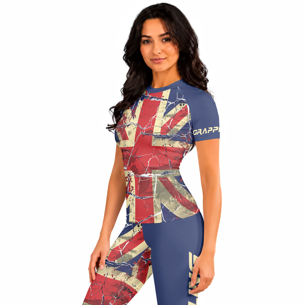 Rashninja Patriot United Kingdom Flag Women's Short Sleeve Rash Guard