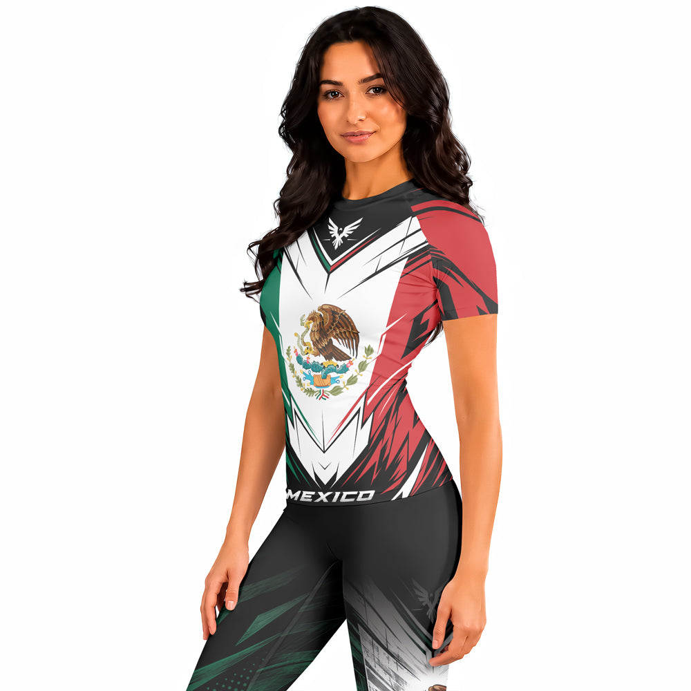 Rashninja Patriot Mexico Flag Women's Short Sleeve Rash Guard
