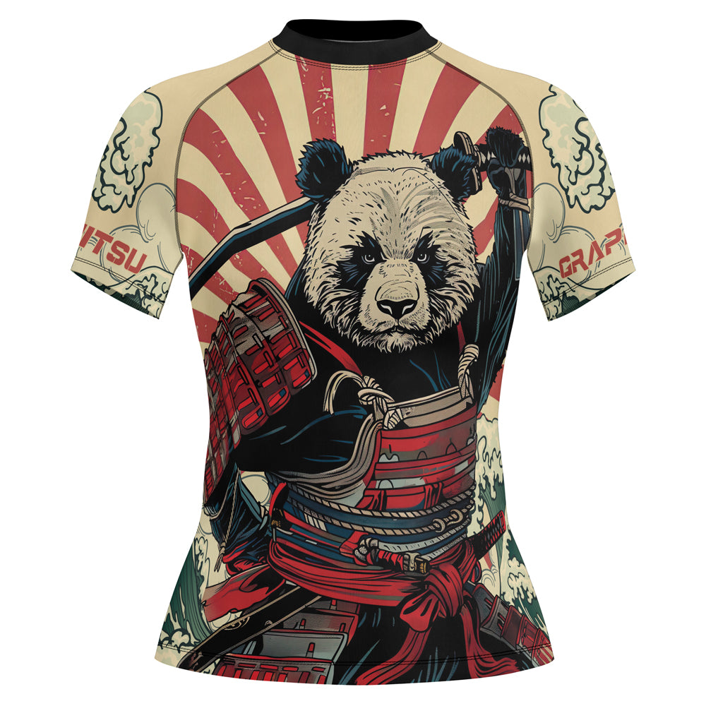 Rashninja Panda Samurai Circle Women's Short Sleeve Rash Guard