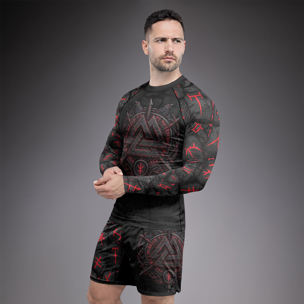 Rashninja Viking Raven Vegvisir Men's Long Sleeve Rash Guard