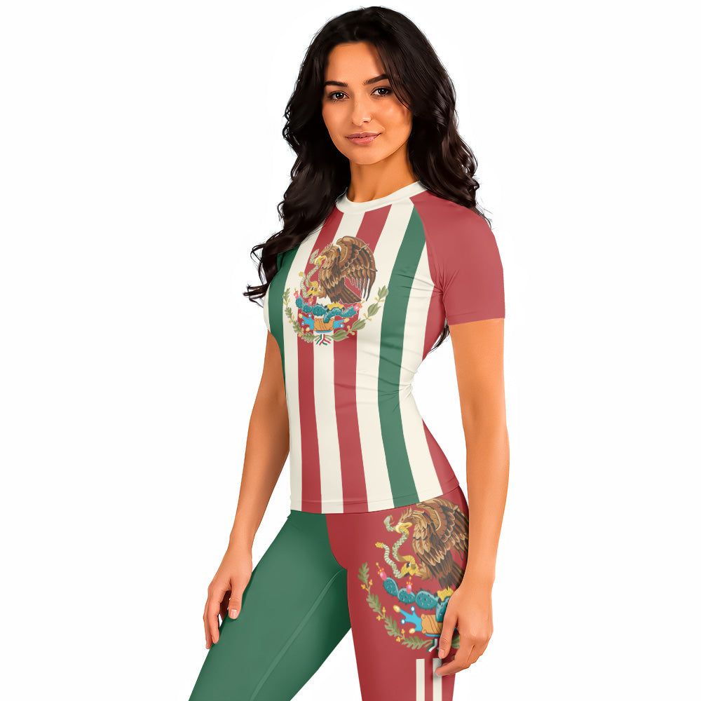 Rashninja Patriot Mexico Flag Women's Short Sleeve Rash Guard