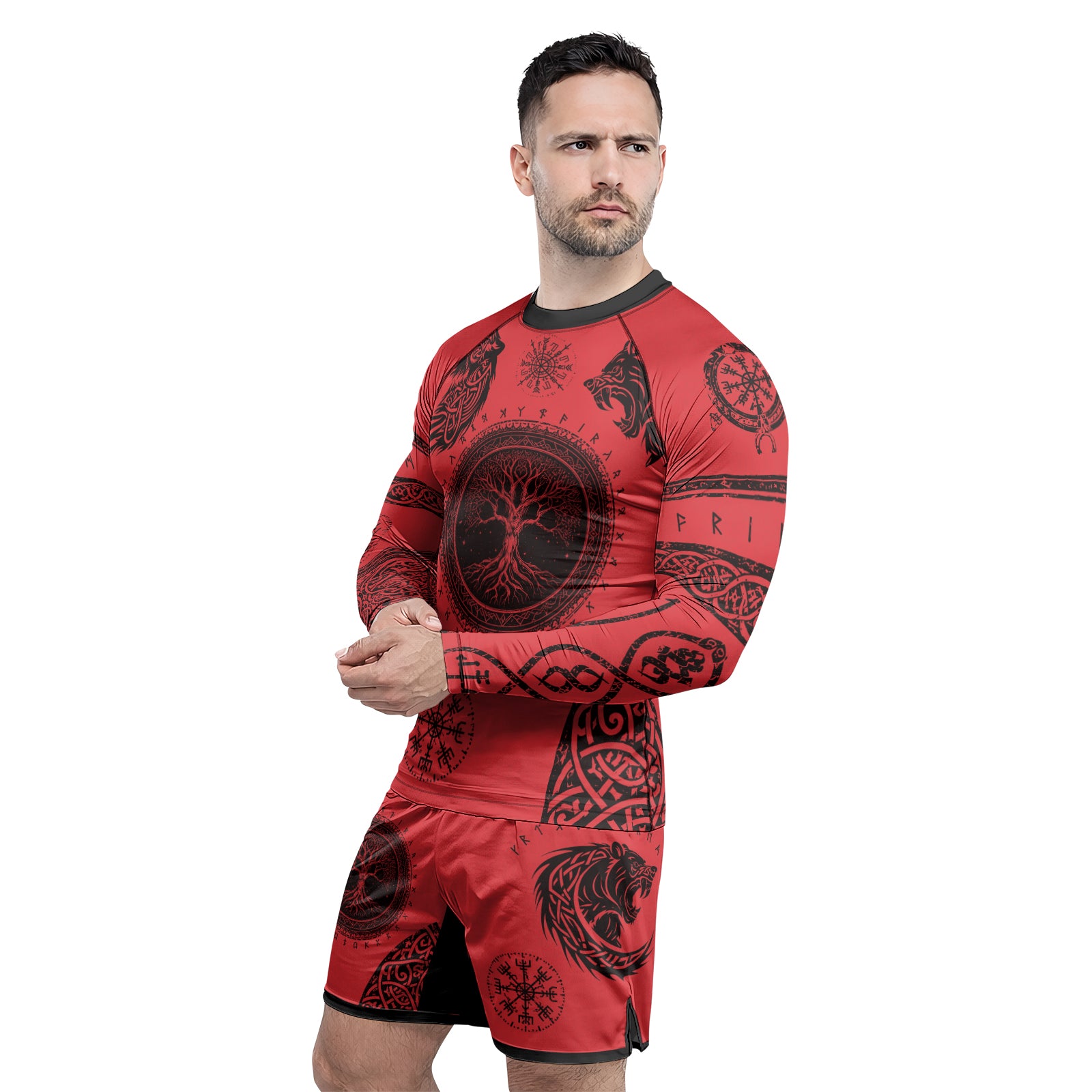 Rashninja Yggdrasil Bear Viking Men's Long Sleeve Rash Guard