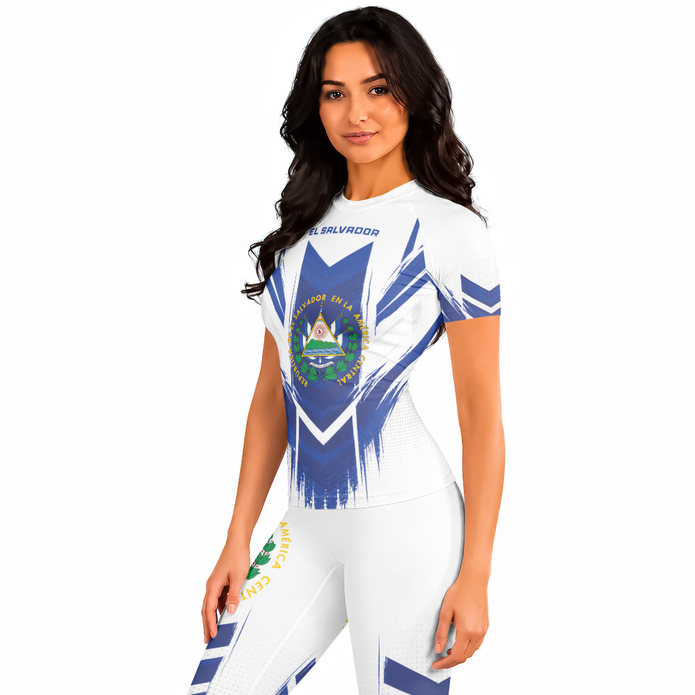Rashninja Patriot El Salvador Flag Women's Short Sleeve Rash Guard