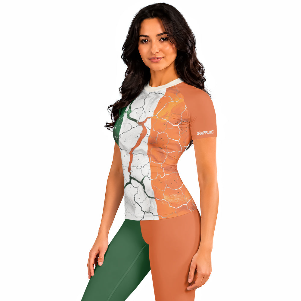Rashninja Patriot Ireland Flag Women's Short Sleeve Rash Guard