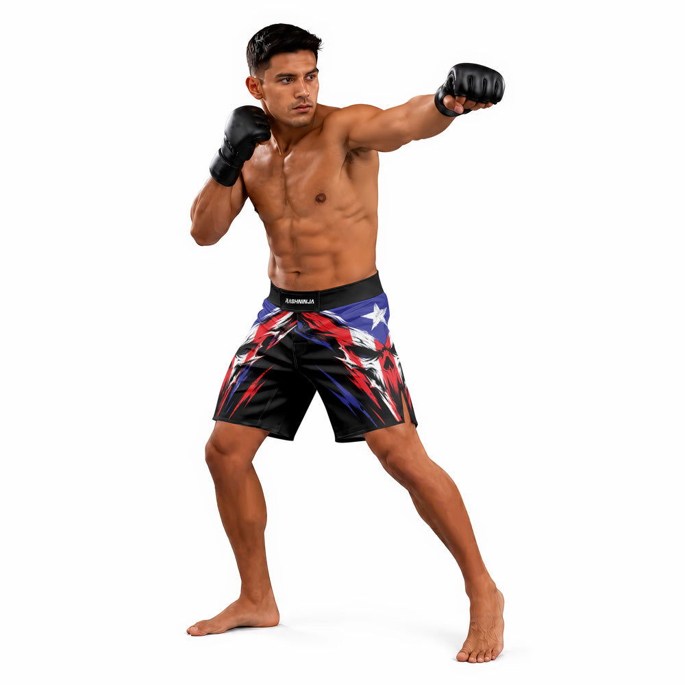 Rashninja Patriot Puerto Rico Flag Men's Fight Shorts