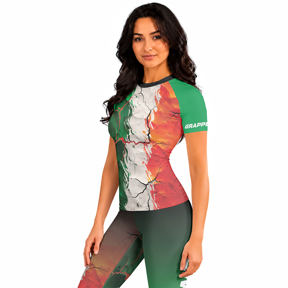 Rashninja Patriot Mexico Flag Women's Short Sleeve Rash Guard