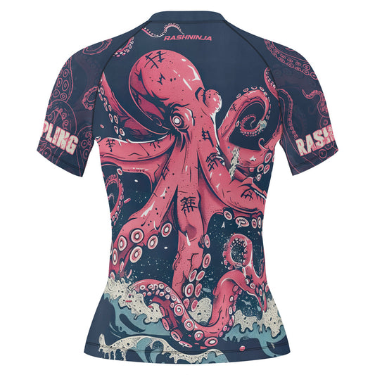 Rashninja Octopus Pink Kraken Women's Long Sleeve Rash Guard
