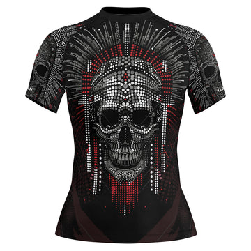 Rashninja Aztec Warrior Feather Women's Short Sleeve Rash Guard