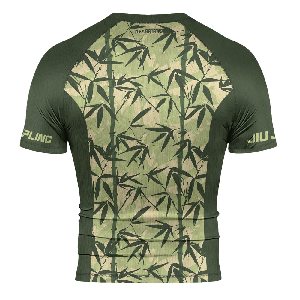 Bamboo Rash Guard Rashninja Camouflage Bamboo Leaf Blend Men's Short Sleeve Rash Guard