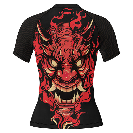 Rashninja Samurai Oni Flames Women's Short Sleeve Rash Guard