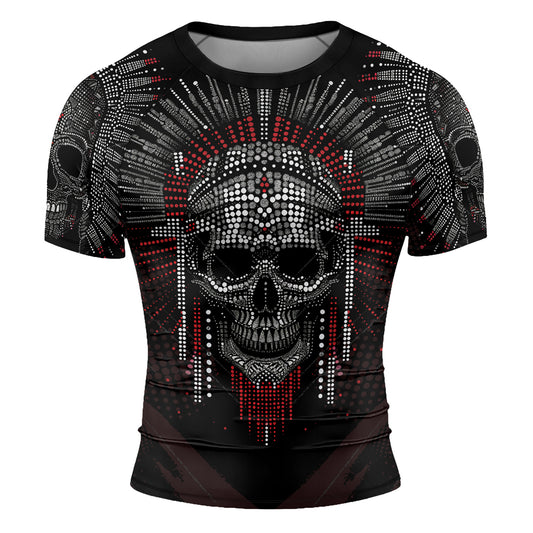 Rashninja Aztec Warrior Feather Men's Short Sleeve Rash Guard