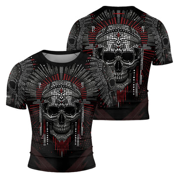 Rashninja Aztec Warrior Feather Men's Short Sleeve Rash Guard