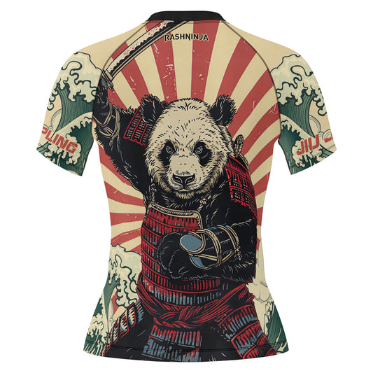 Rashninja Panda Samurai Circle Women's Short Sleeve Rash Guard