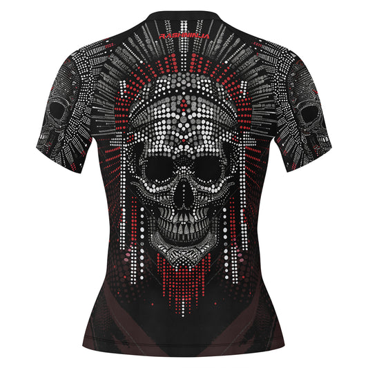 Rashninja Aztec Warrior Feather Women's Short Sleeve Rash Guard