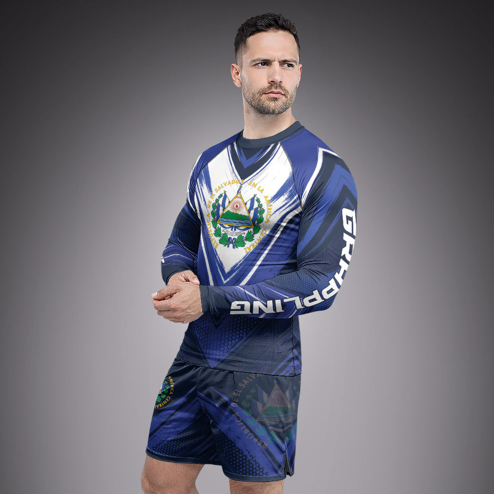 Rashninja Patriot El Salvador Flag Men's Fight Shorts