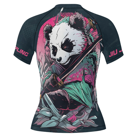 Rashninja Panda Samurai Crest Women's Short Sleeve Rash Guard