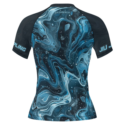 Rashninja Cyber Storm Turquoise Women's Short Sleeve Rash Guard