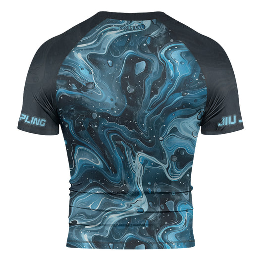 Rashninja Cyber Storm Turquoise Men's Short Sleeve Rash Guard