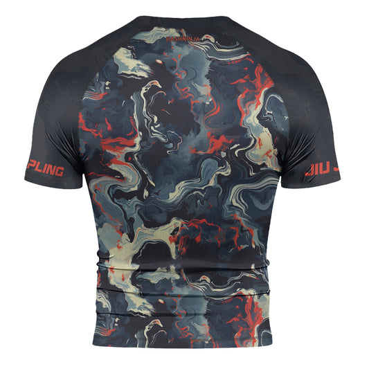 Rashninja Cyber Storm Fire Men's Short Sleeve Rash Guard