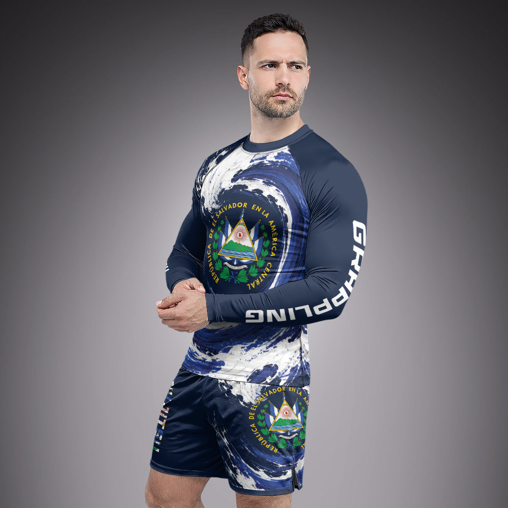 Rashninja Patriot El Salvador Flag Men's Fight Shorts
