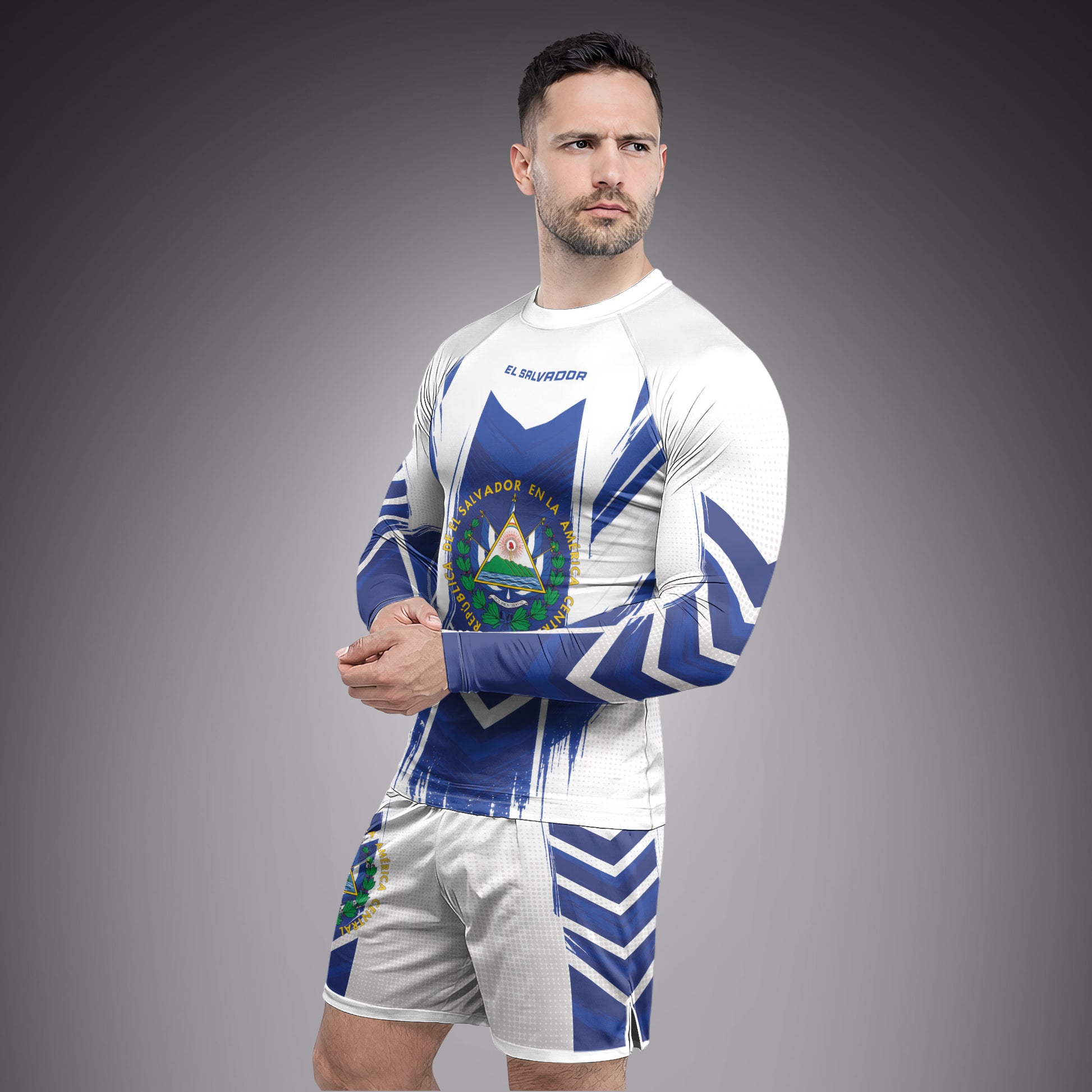 Rashninja Patriot El Salvador Flag Men's Fight Shorts