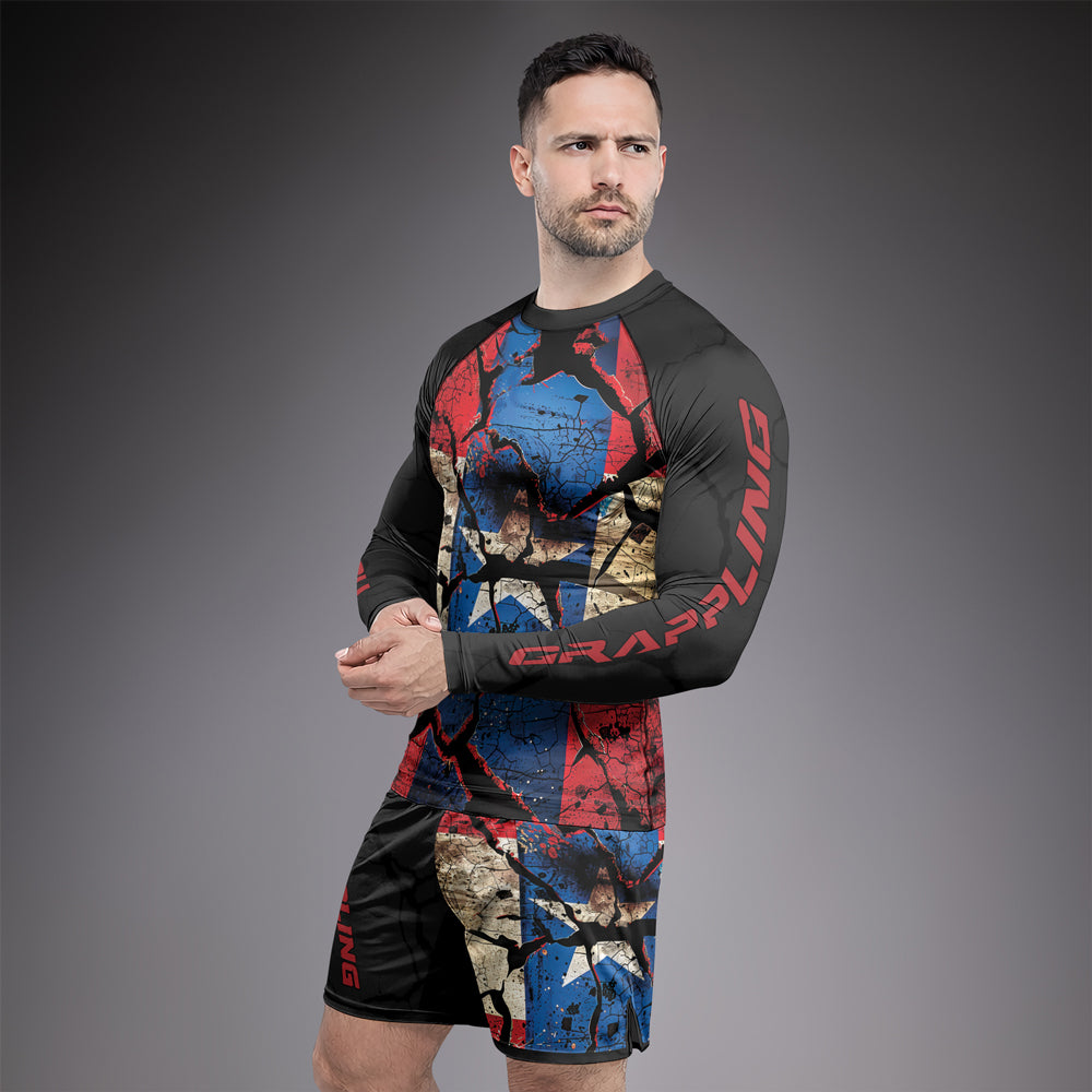 Rashninja Patriot Puerto Rico Flag Men's Fight Shorts