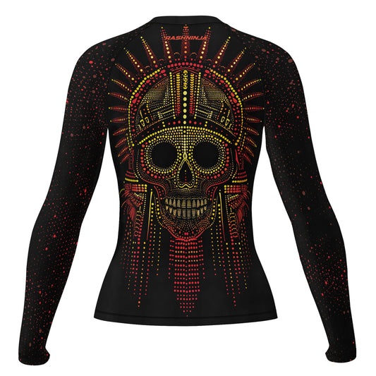 Rashninja Aztec Mask Rainbow Mandala Women's Long Sleeve Rash Guard