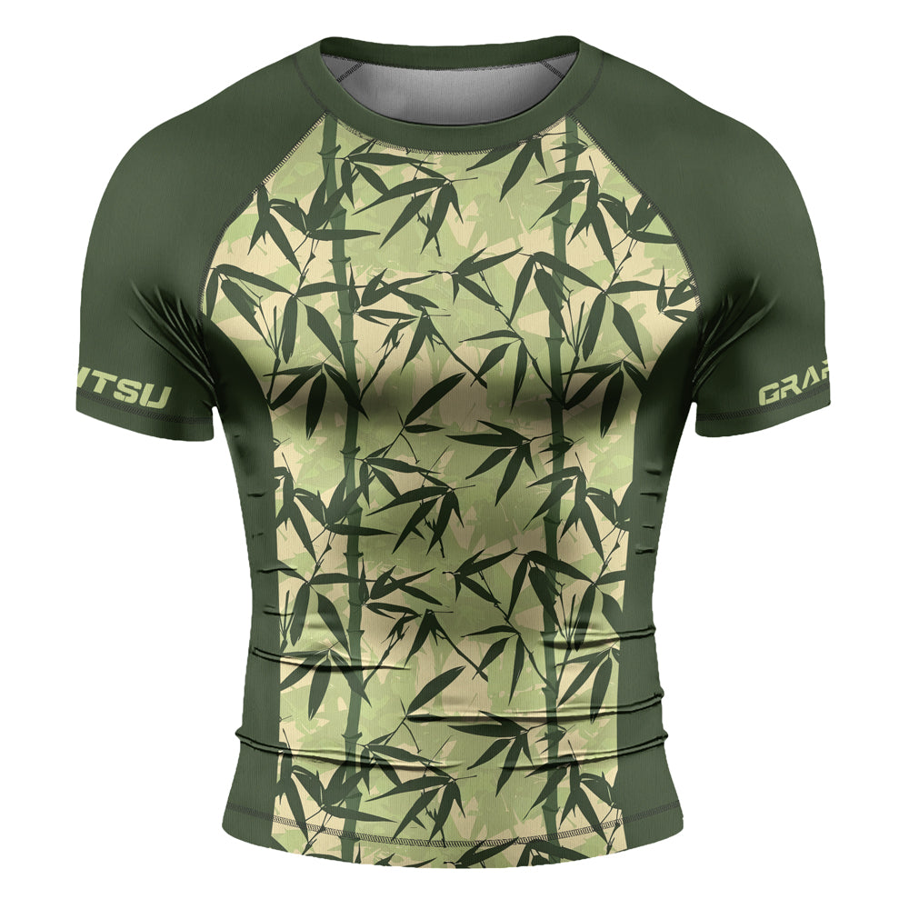 Bamboo Rash Guard Rashninja Camouflage Bamboo Leaf Blend Men's Short Sleeve Rash Guard
